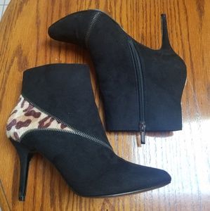 Kelly and Katie black and leopard booties